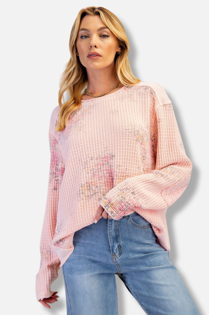 Floral Thermal Pullover - Pink
