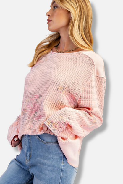 Floral Thermal Pullover - Pink