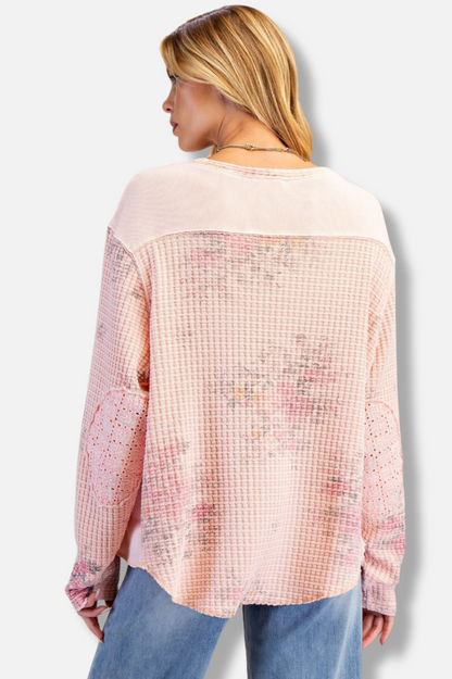 Floral Thermal Pullover - Pink