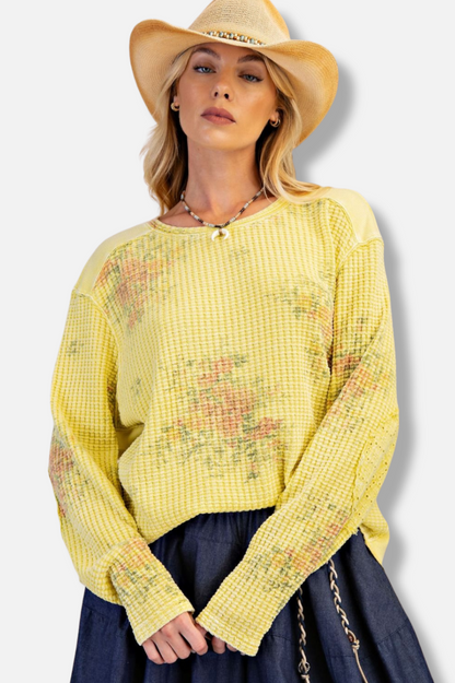 Floral Thermal Pullover - Yellow