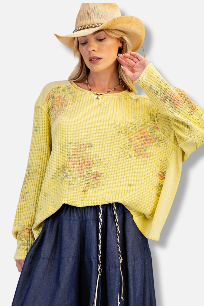 Floral Thermal Pullover - Yellow
