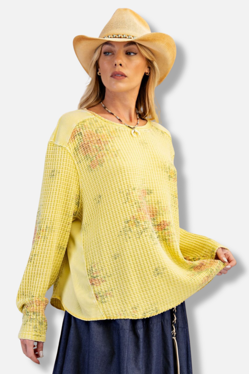 Floral Thermal Pullover - Yellow