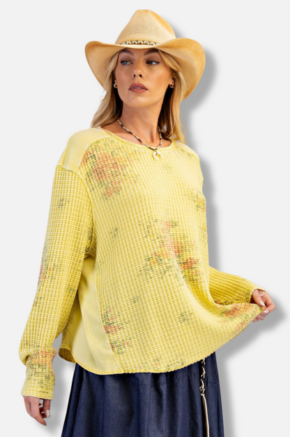 Floral Thermal Pullover - Yellow
