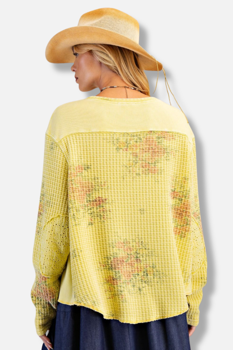 Floral Thermal Pullover - Yellow