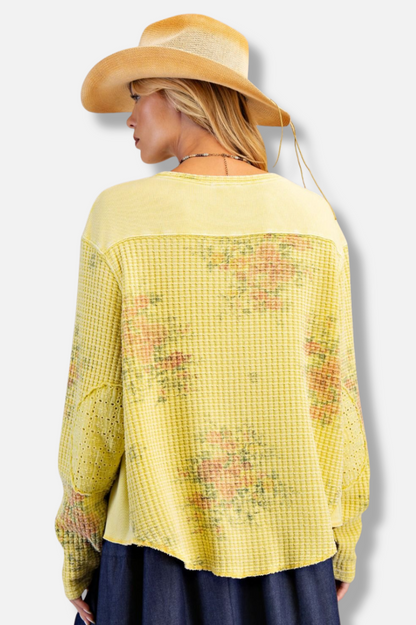 Floral Thermal Pullover - Yellow