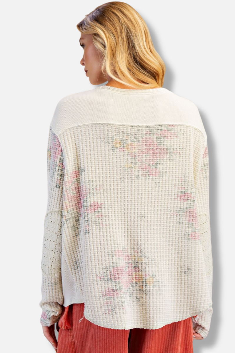 Floral Thermal Pullover - Natural