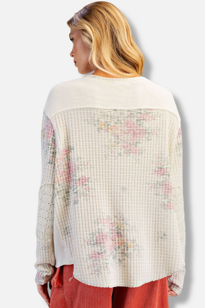 Floral Thermal Pullover - Natural