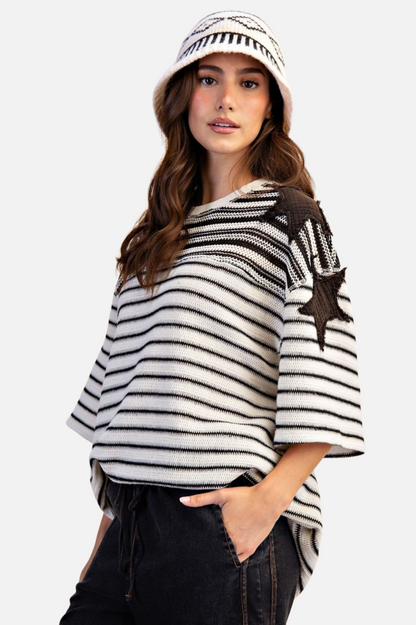 Star Patch Top - Ivory