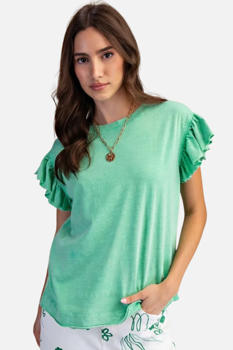 Wing Sleeve Top - Apple Green