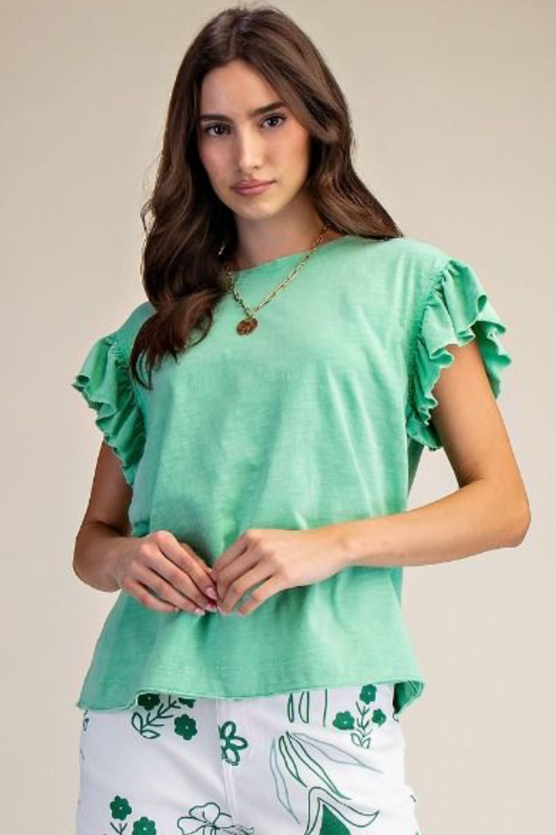 Wing Sleeve Top - Apple Green
