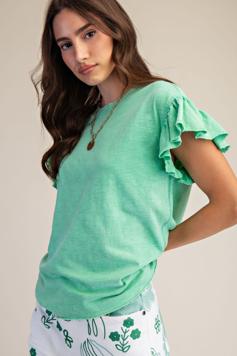 Wing Sleeve Top - Apple Green