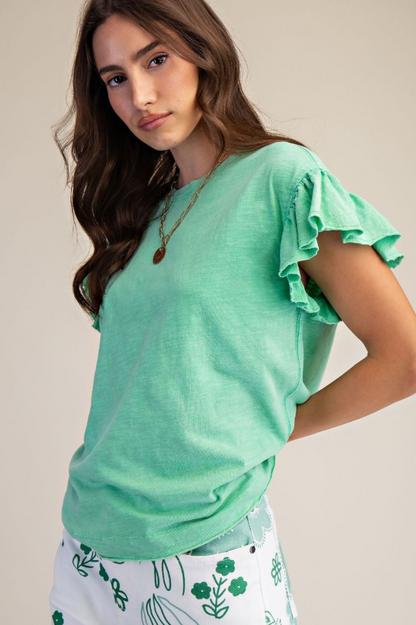 Wing Sleeve Top - Apple Green