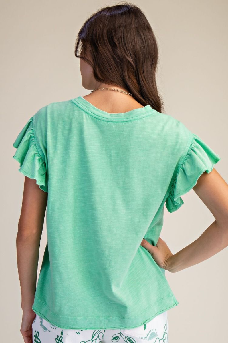 Wing Sleeve Top - Apple Green