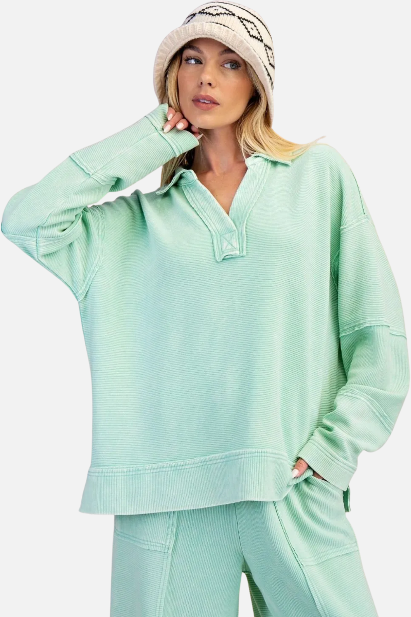 Textured Thermal Pullover - Mint