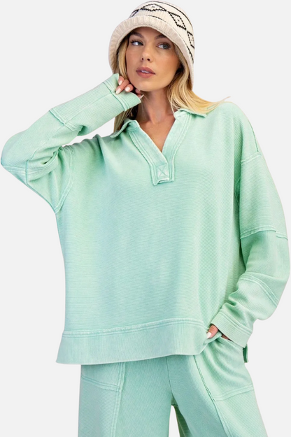 Textured Thermal Pullover - Mint