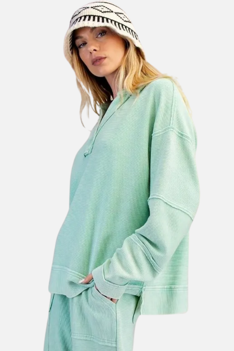 Textured Thermal Pullover - Mint