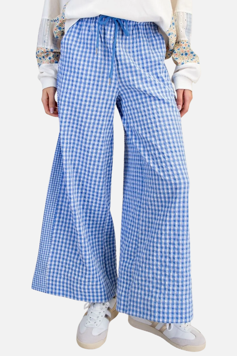 Seersucker Pant - Peri Blue