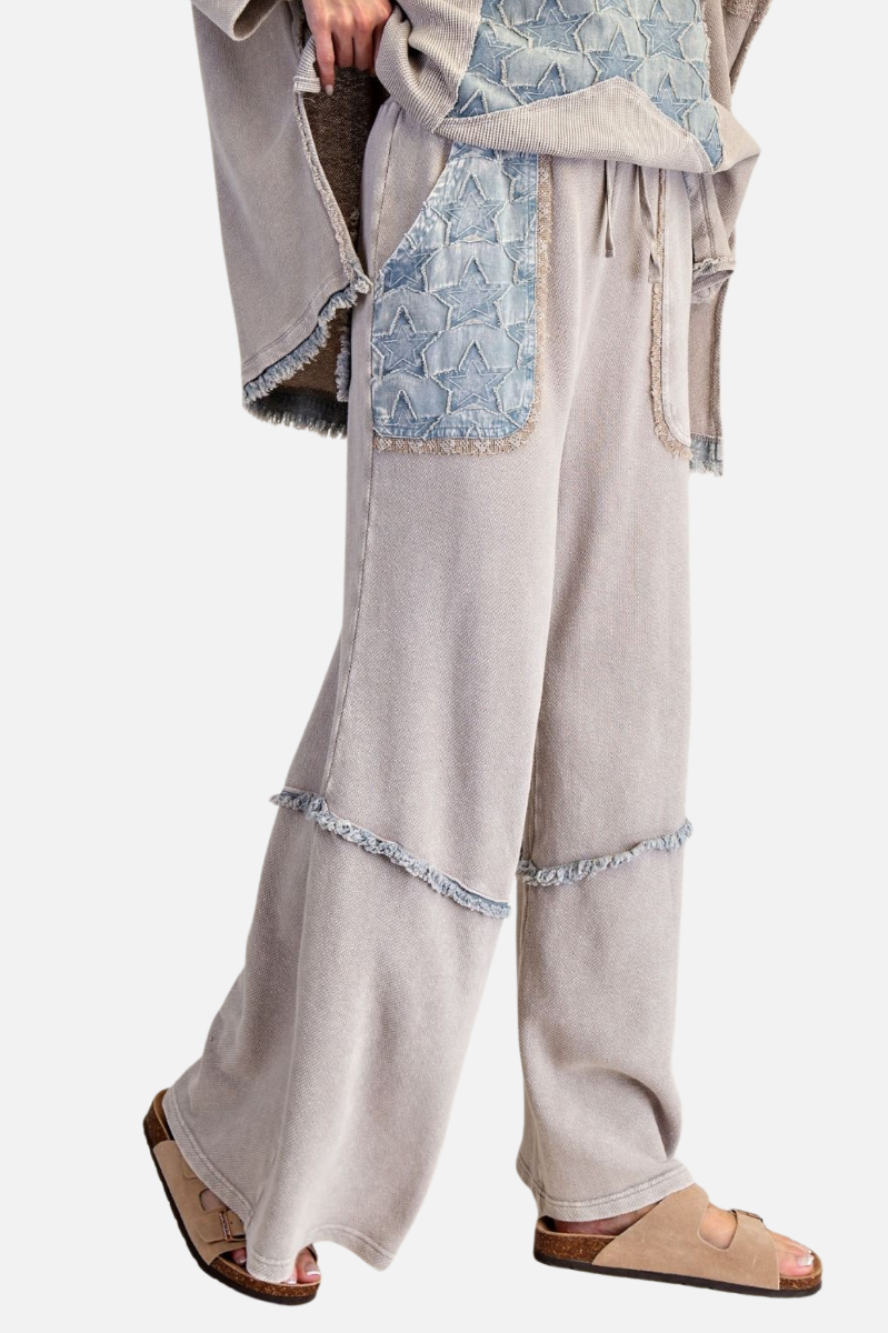 Star Patch Terry Pants - Light Ash