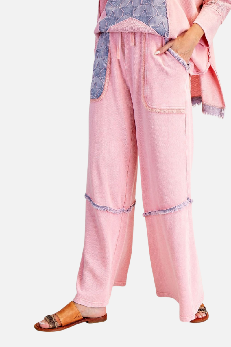Star Patch Terry Pants - Cotton Pink