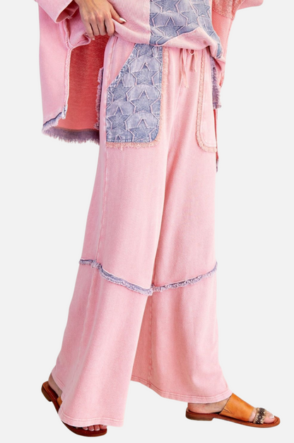 Star Patch Terry Pants - Cotton Pink