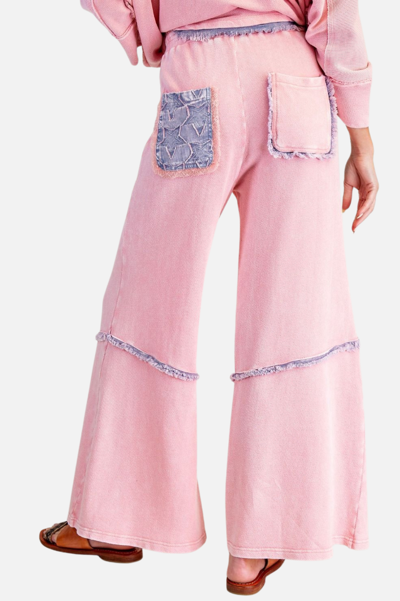Star Patch Terry Pants - Cotton Pink