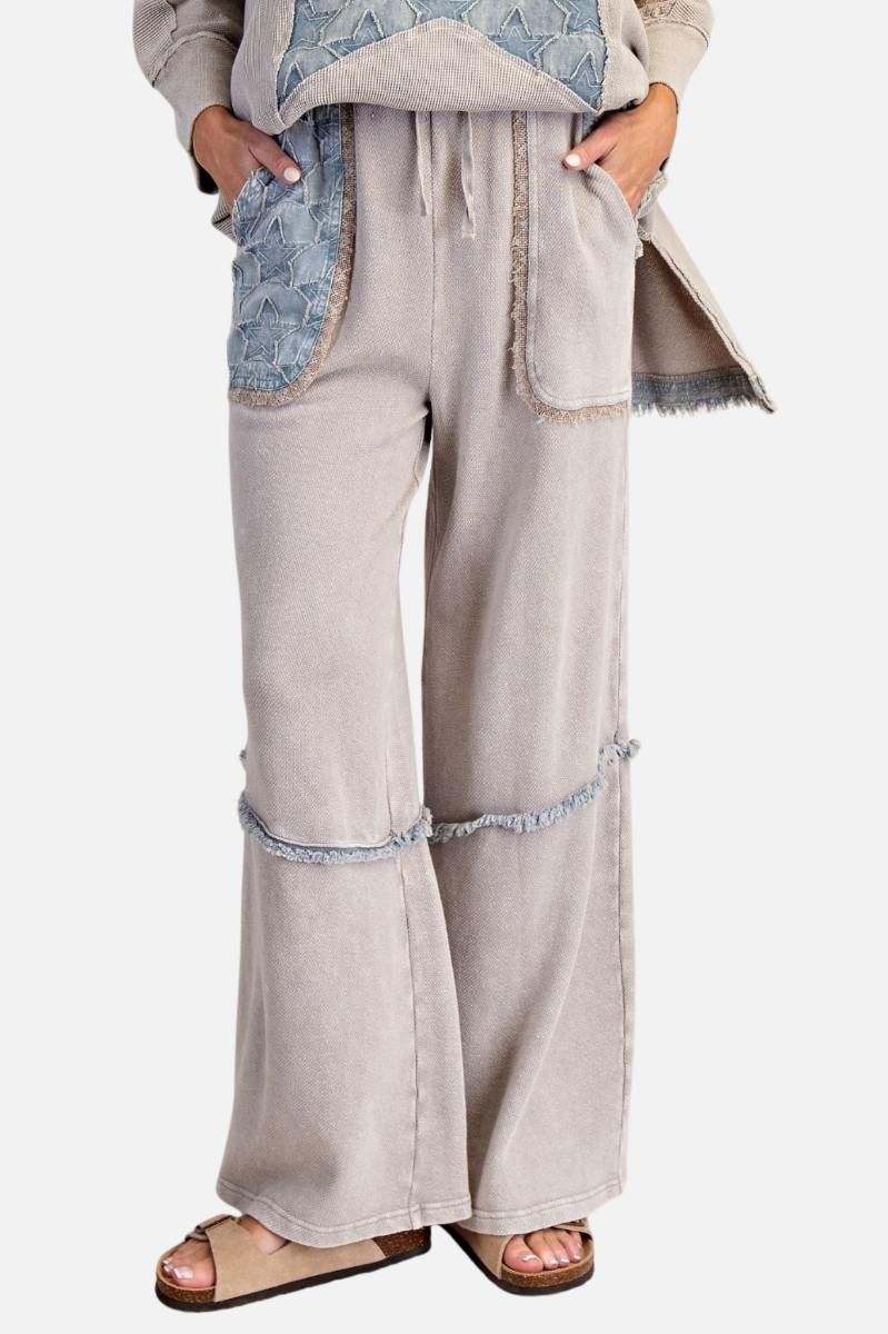 Star Patch Terry Pants - Light Ash