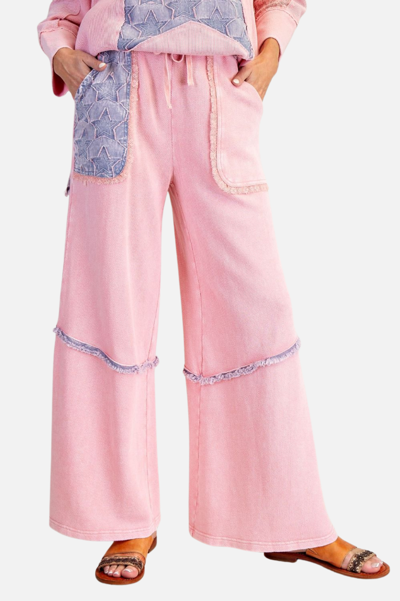 Star Patch Terry Pants - Cotton Pink