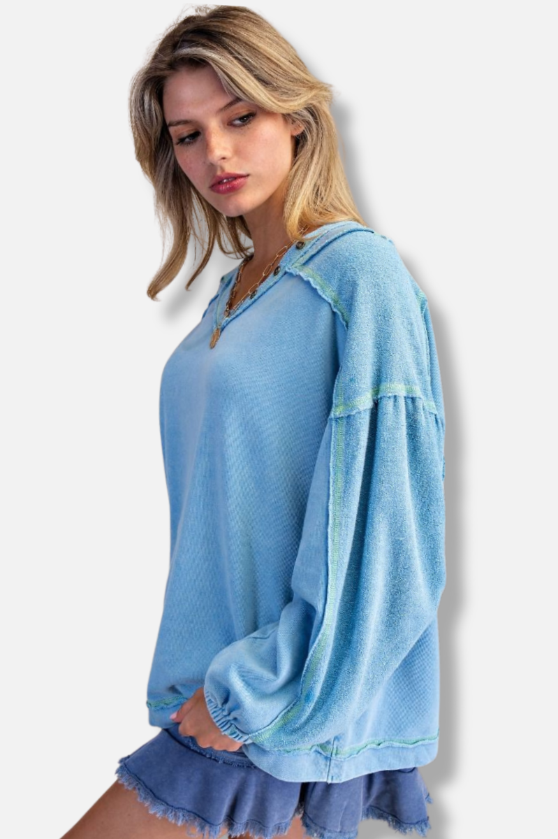 Washed Terry Pullover - Dayblue