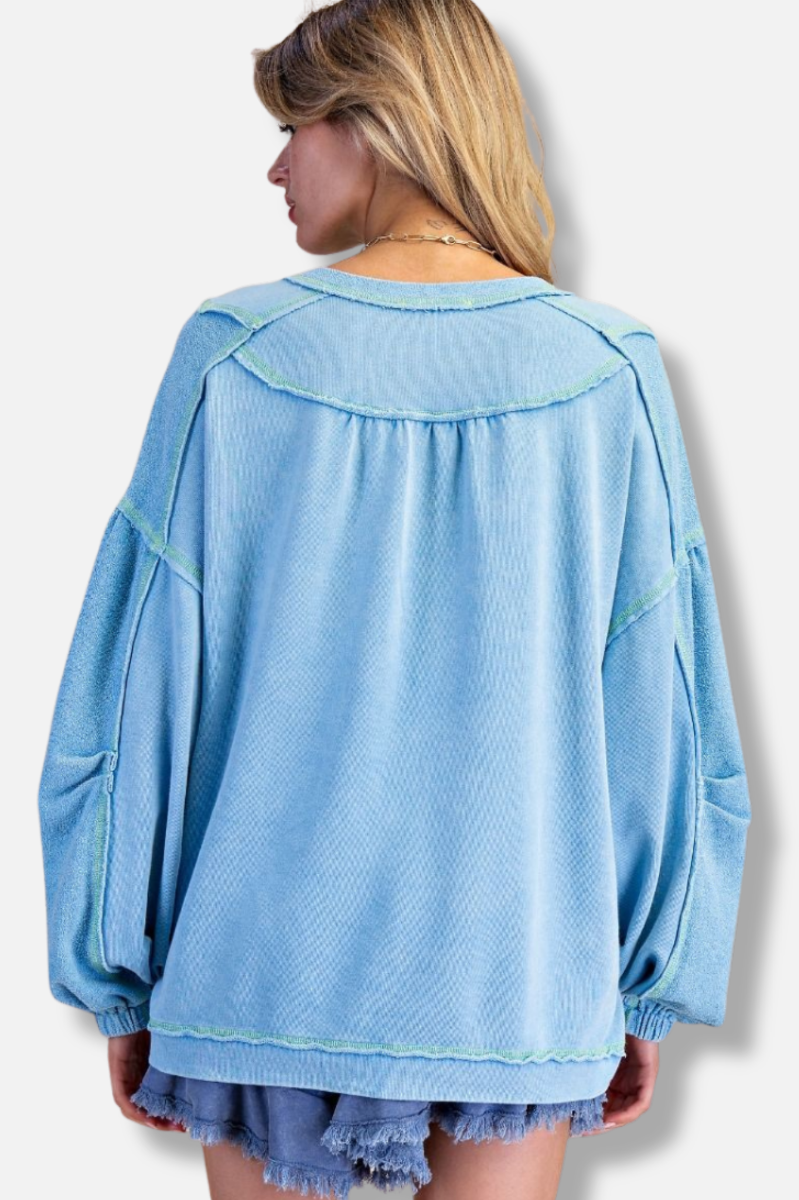 Washed Terry Pullover - Dayblue