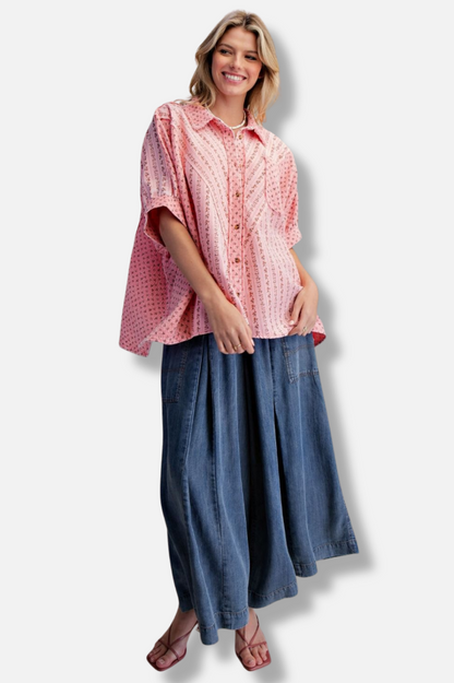 Floral Button Down Shirt - Candy Pink 
