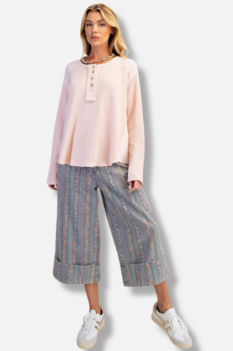 Thermal Henley Top - Blush 