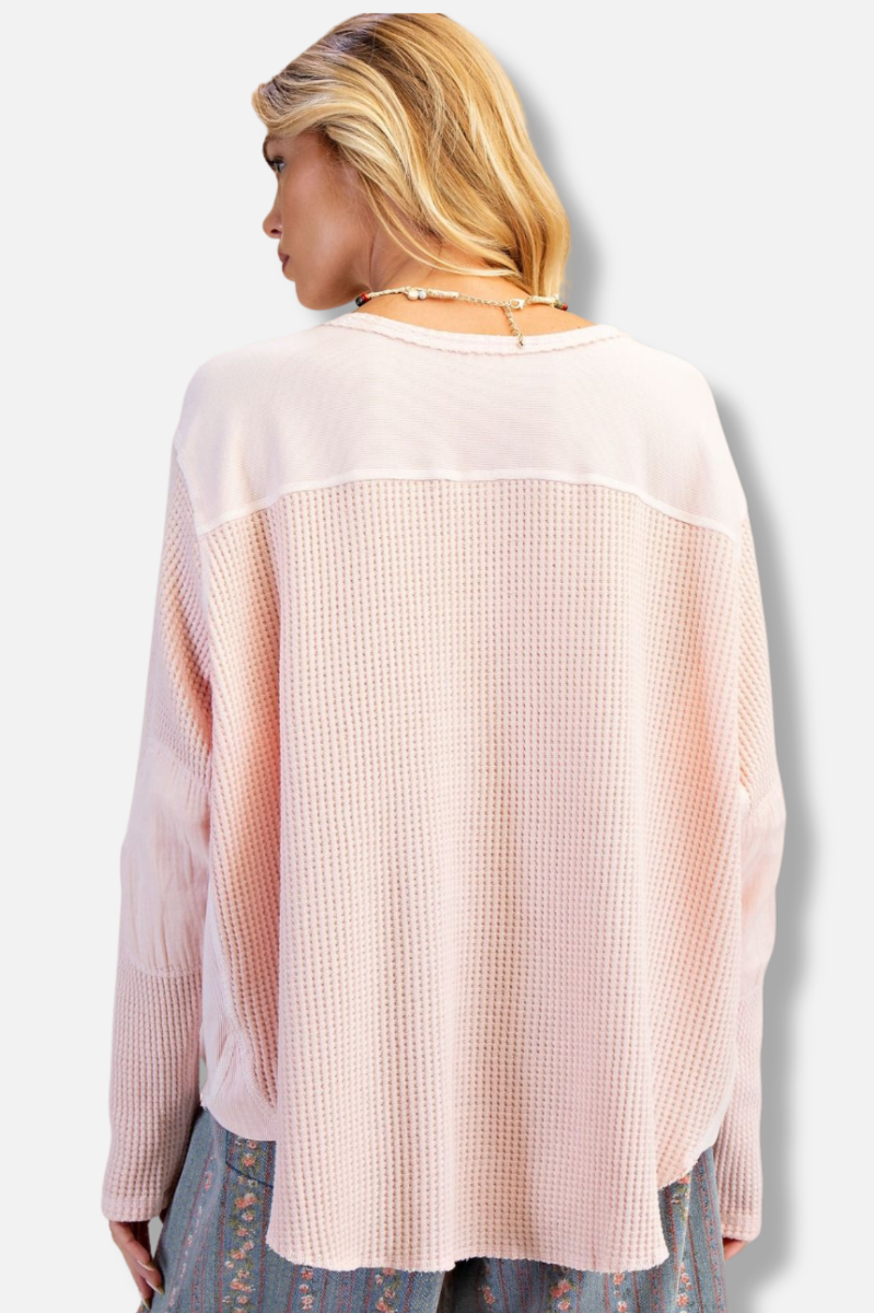 Thermal Henley Top - Blush 