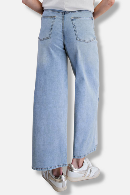 Distressed Stars & Stripe Pant - Washed Denim