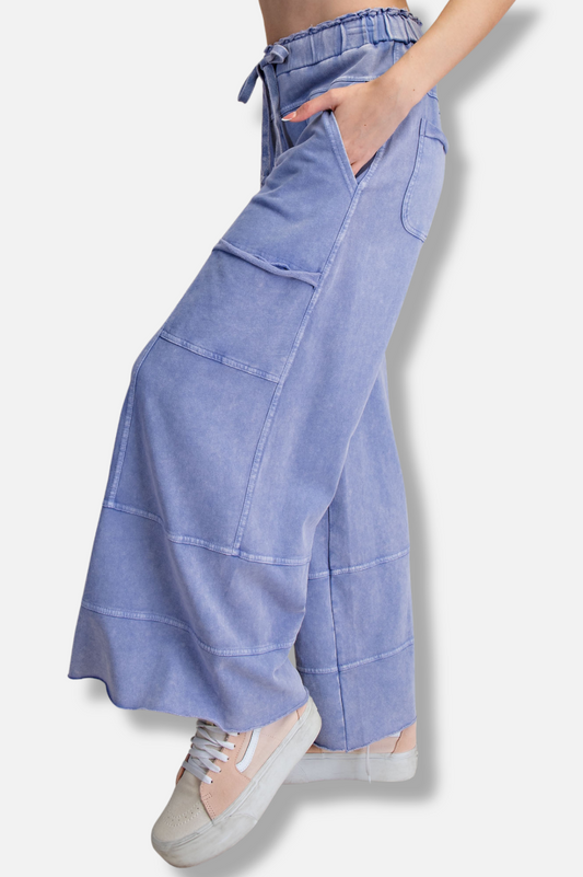 Two Pocket Terry Pant - Washed Denim 