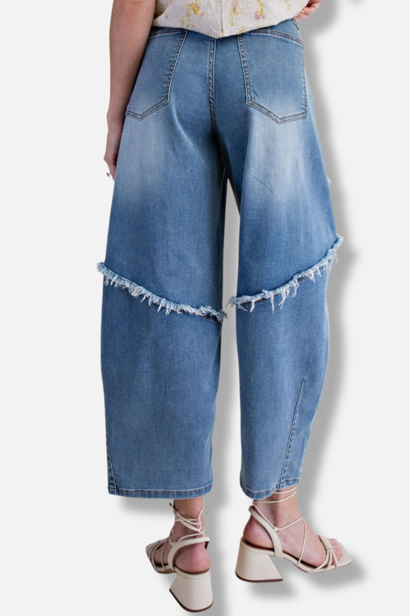 Fray Barrel Pant - Washed Denim 