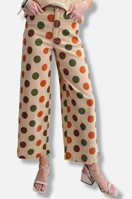 Polka Dots Pant - Camel 