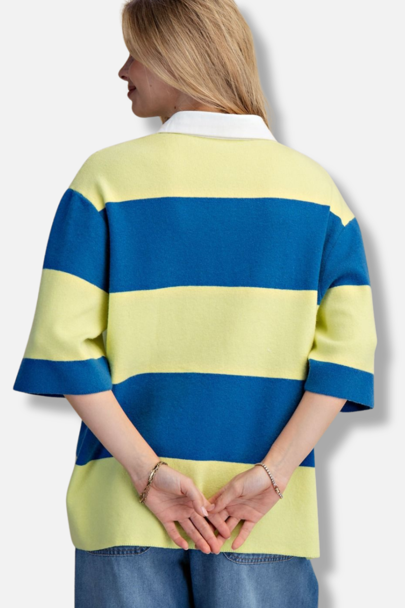 Rugby Stripped Top - Lemon & Blue