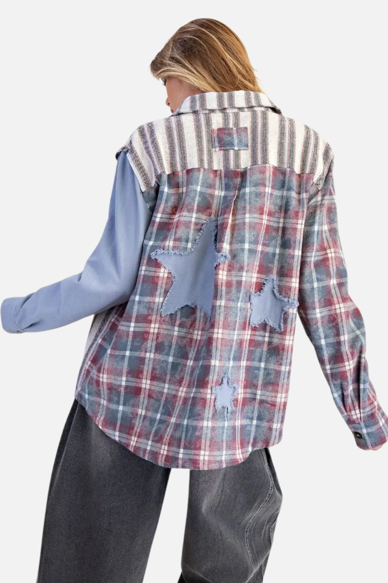 Button Down Shaket - Blue Wine