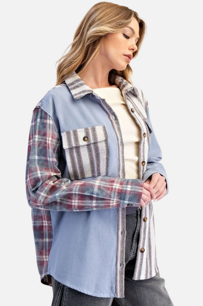 Button Down Shaket - Blue Wine