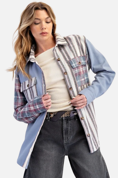 Button Down Shaket - Blue Wine