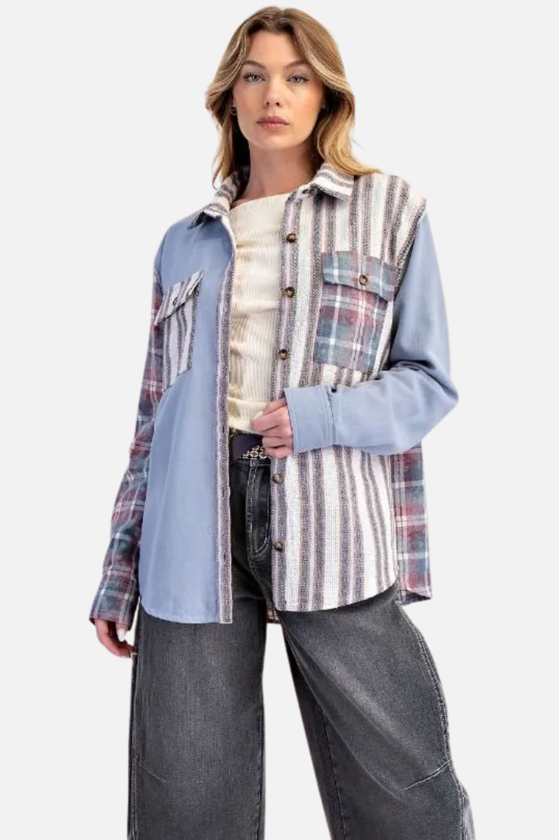 Button Down Shaket - Blue Wine