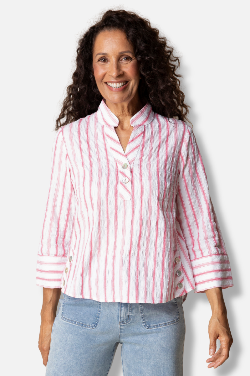 Half Placket Pullover - Coral
