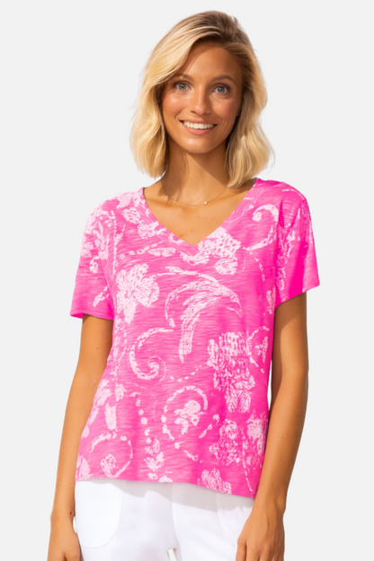 V-Neck Tee - Cosmo Vintage Scroll