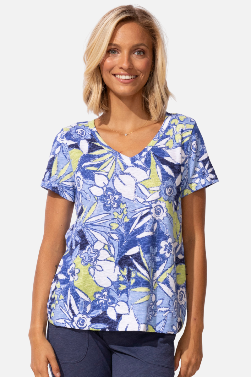 V Neck Tee - Resort Fiji Floral