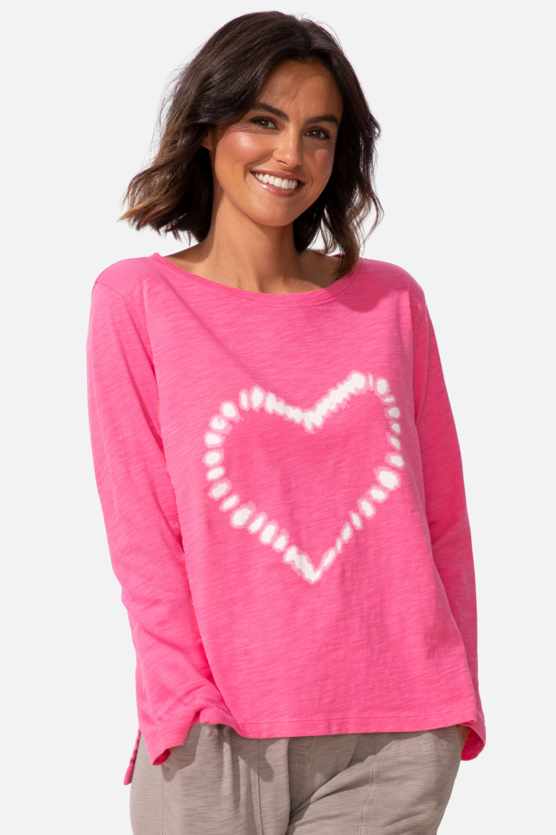 Shibori Heart Boxy Tee - Cosmo