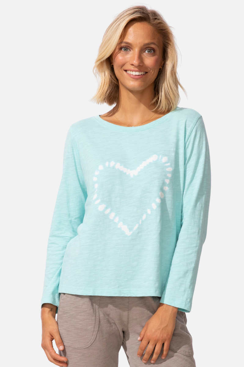Shibori Heart Boxy Tee - Mint