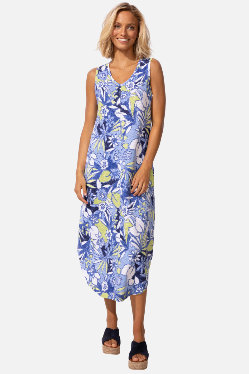 Sleeveless Seamed Dress - Resort Fiji Floral