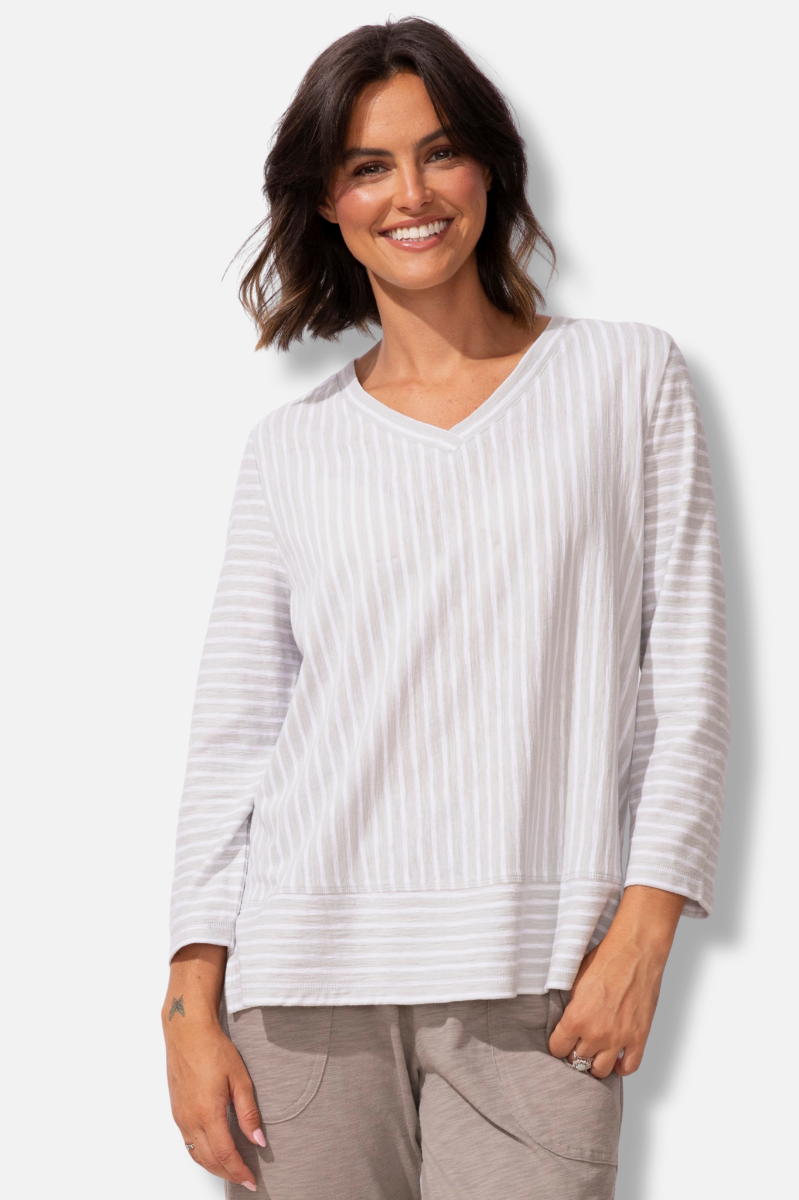 Easy V Tee - Dune Stripe 