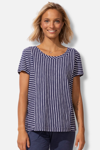 Seamed Tee - Navy Stripe