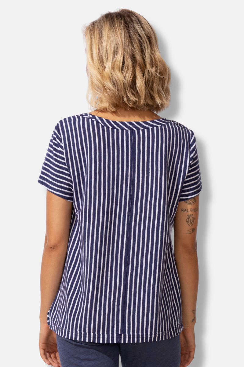 Seamed Tee - Navy Stripe
